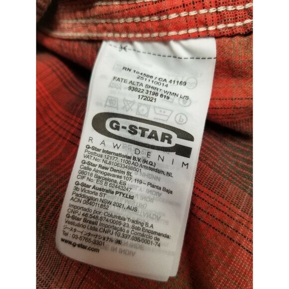 G-Star Raw Denim Womens Split Neck Button Down Plaid Shirt XS Roll-Tab Sleeve - Picture 3 of 9